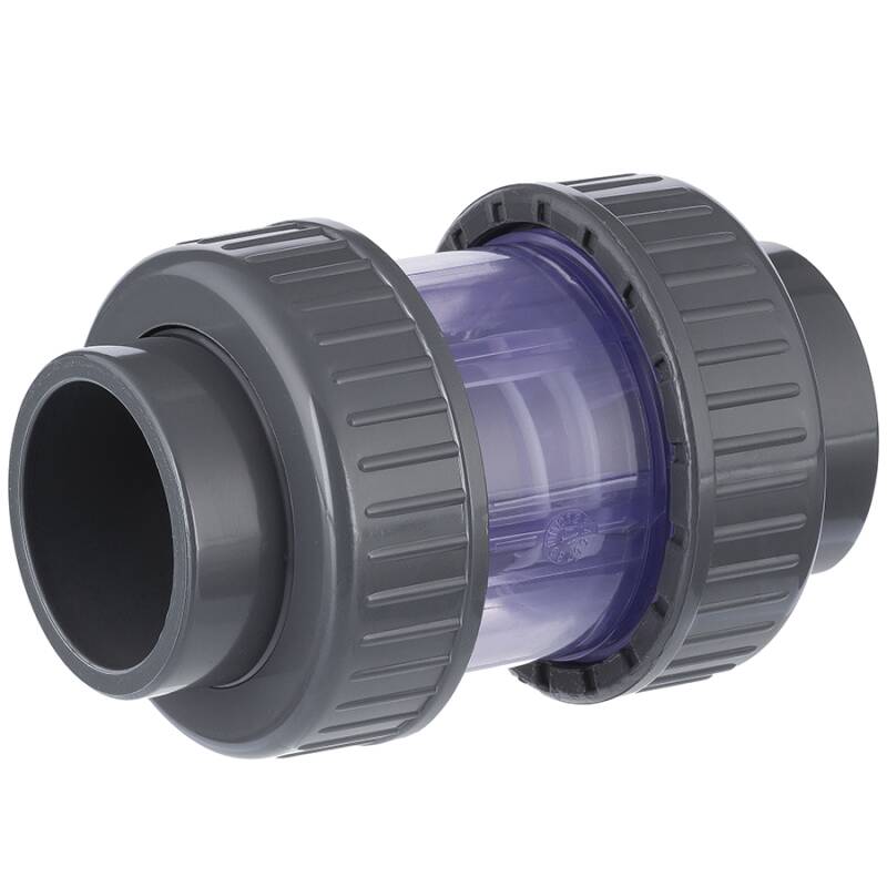 U Pvc Solvent Check Valve With Ptfe Covered Spring Transparent