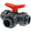 U-PVC 3 way solvent ball valve with T-pattern