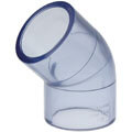 PVC-U Winkel 45 Transparent, 2fach Klebemuffe
