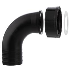 PP elbow 90&deg; hose tail with female thread and nut