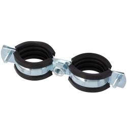 Zinc-coated steel double pipe collar with rubber insert DIN 4109
