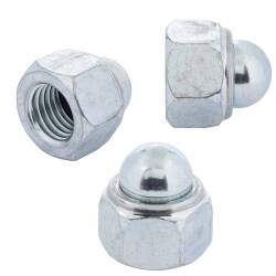 Zinc-coated steel prevailing torque type hexagon domed cap nut with non-metallic insert DIN 986