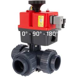 U-PVC 3 way solvent ball valve with electrical actuator...