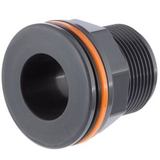 U-PVC tank connector with flat outlet