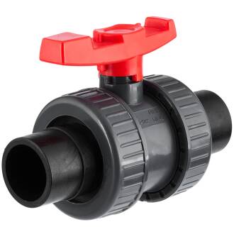 U-PVC and PTFE 2 way ball valve with male sockets PE100 32mm