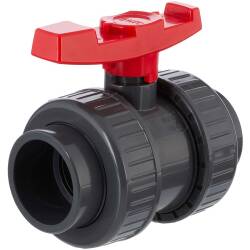 U-PVC and PTFE 2 way solvent ball valve with nuts