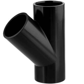 PVC-U T-Stück 45° Schwarz UV-stabil, 3fach Klebemuffe