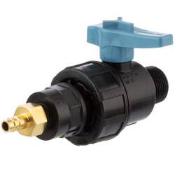 PP ball valve Unidelta male thread x compressed air connection